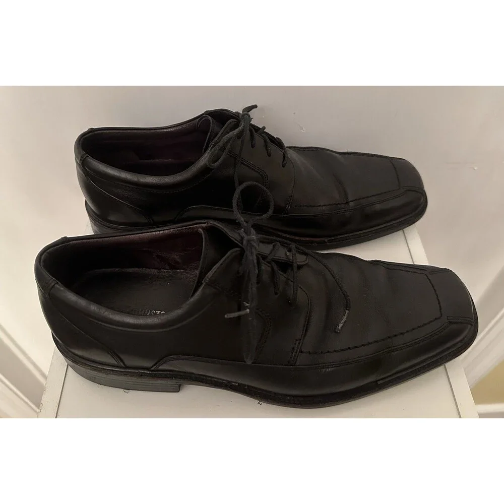 Johnston & Murphy Men’s Black Leather Oxford Shoes Size 10M Square Toe Lace Up